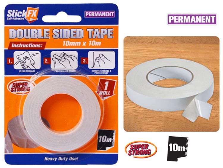 Double Sided Permanent Tape 10mm x 10m Clear